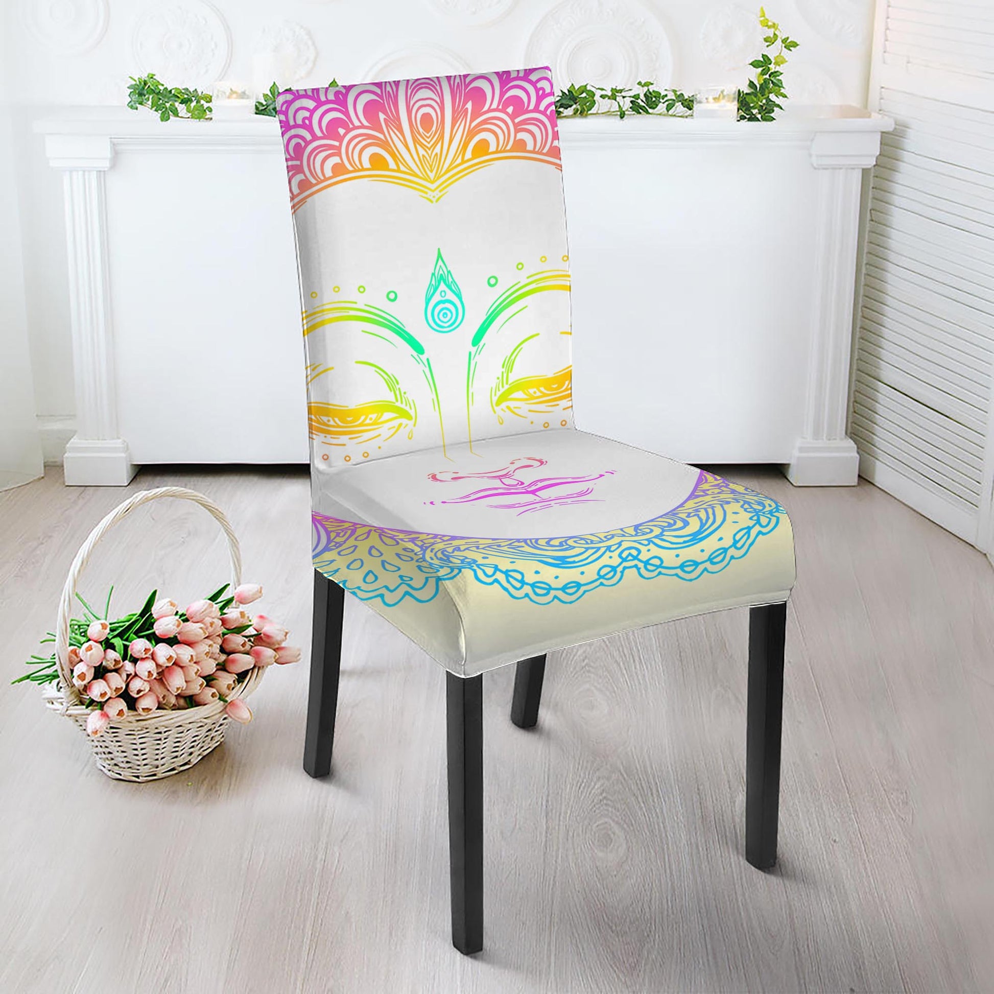Colorful Buddha Mandala Print Dining Chair Slipcover