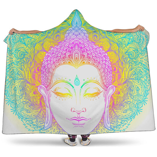 Colorful Buddha Mandala Print Hooded Blanket