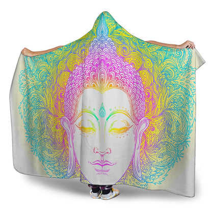 Colorful Buddha Mandala Print Hooded Blanket