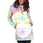 Colorful Buddha Mandala Print Hoodie Dress GearFrost