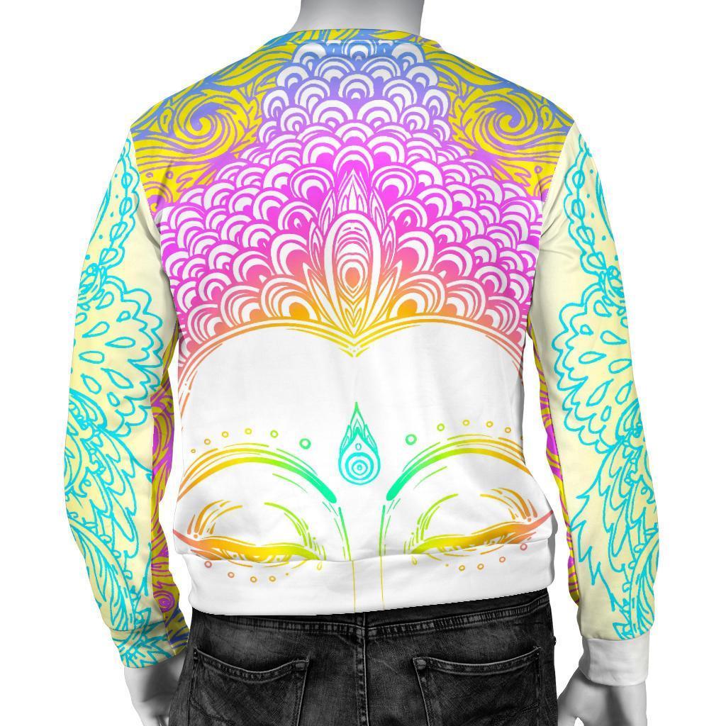 Colorful Buddha Mandala Print Men's Crewneck Sweatshirt GearFrost