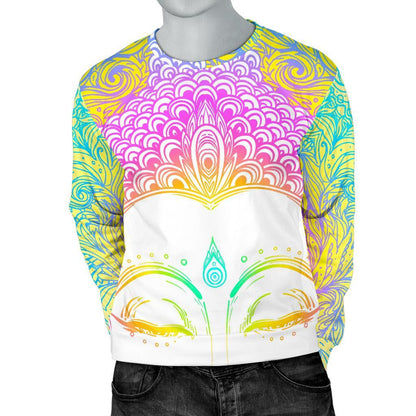 Colorful Buddha Mandala Print Men's Crewneck Sweatshirt GearFrost