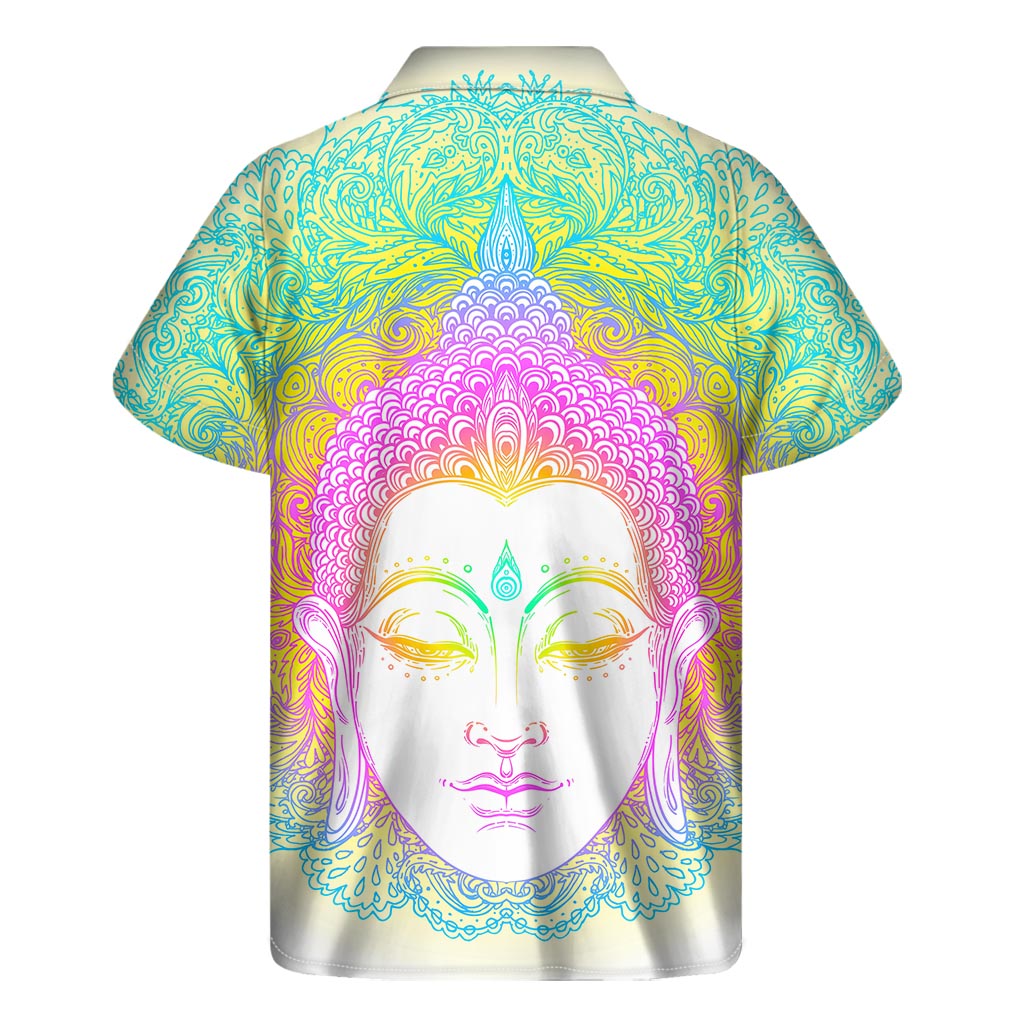 Colorful Buddha Mandala Print Men's Short Sleeve Shirt
