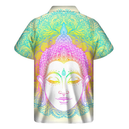 Colorful Buddha Mandala Print Men's Short Sleeve Shirt