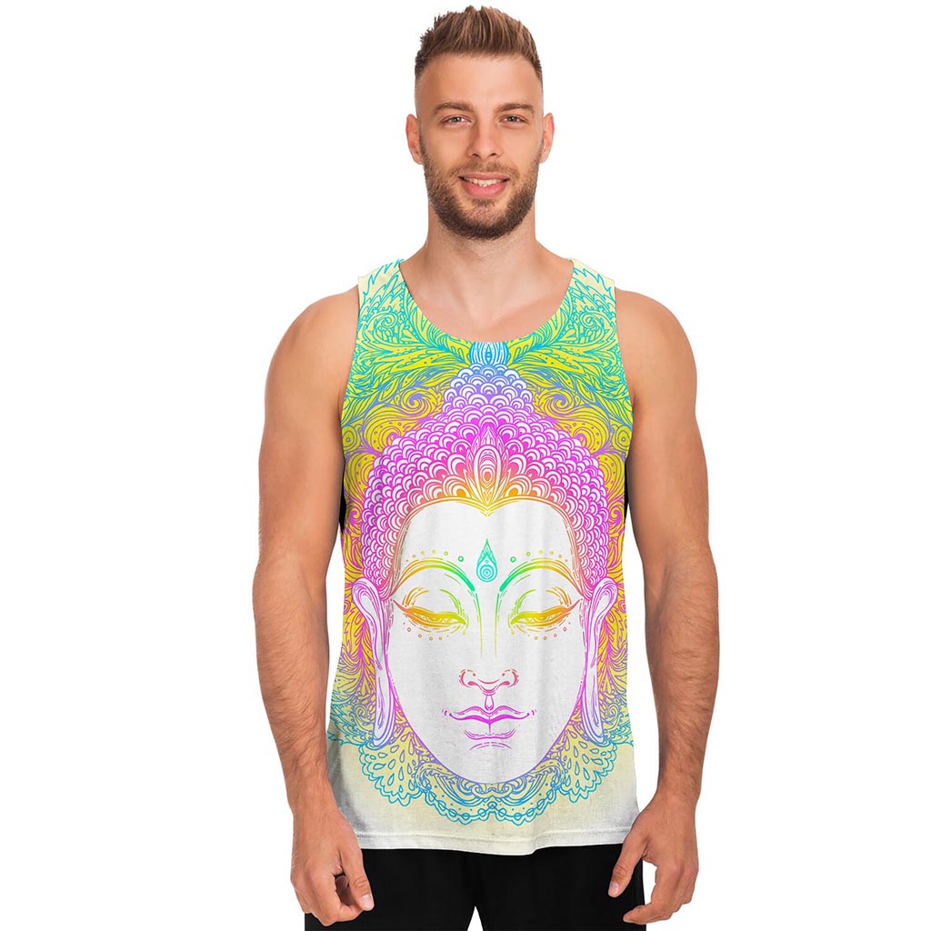 Colorful Buddha Mandala Print Men's Tank Top