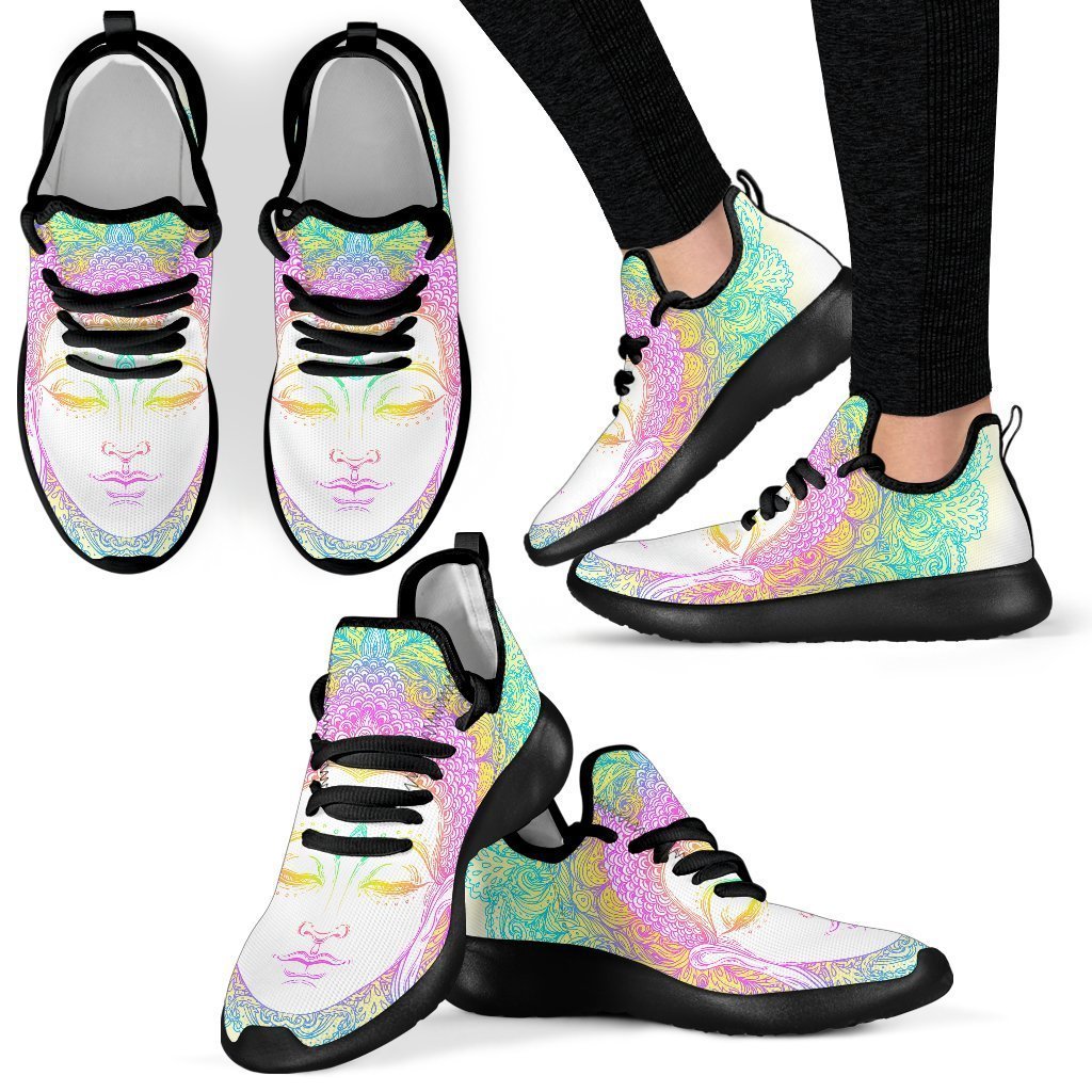 Colorful Buddha Mandala Print Mesh Knit Shoes GearFrost