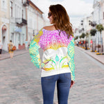 Colorful Buddha Mandala Print Off Shoulder Sweatshirt GearFrost