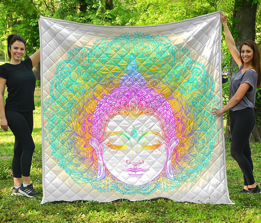 Colorful Buddha Mandala Print Quilt