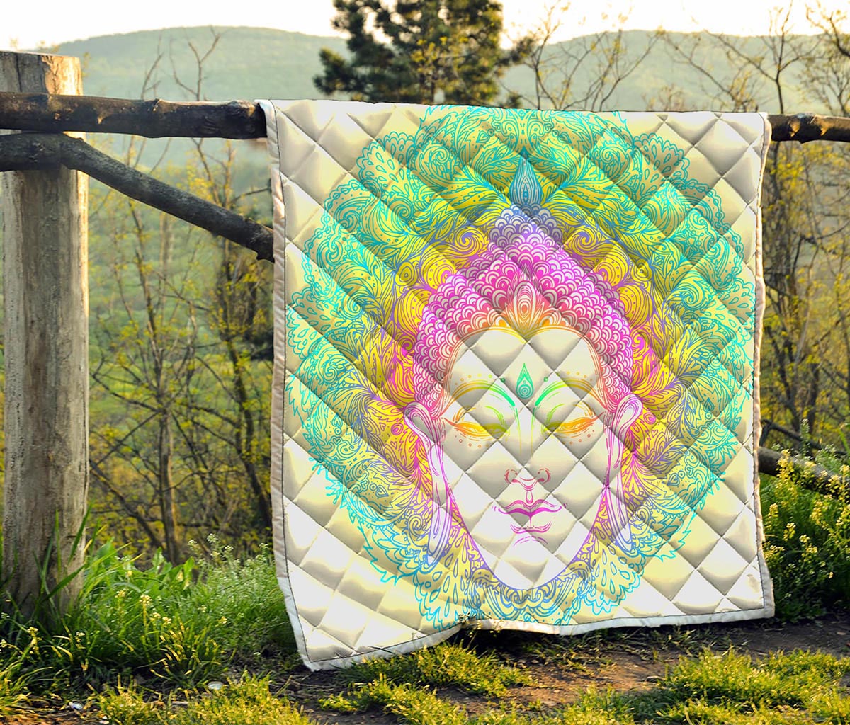 Colorful Buddha Mandala Print Quilt