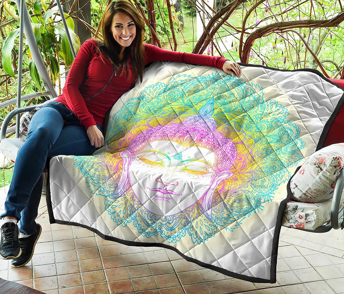 Colorful Buddha Mandala Print Quilt