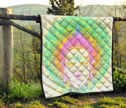Colorful Buddha Mandala Print Quilt