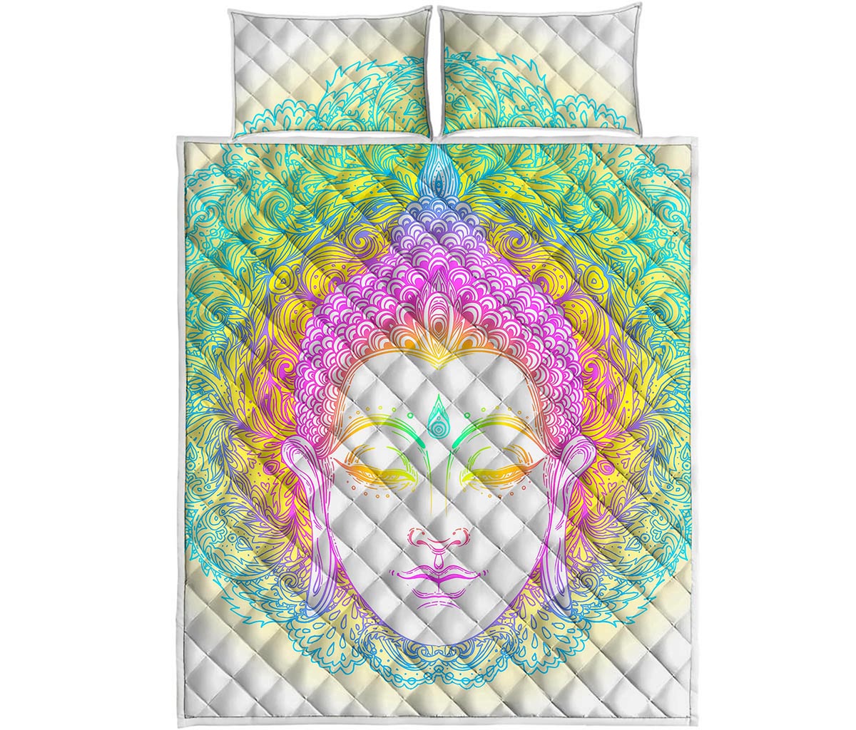 Colorful Buddha Mandala Print Quilt Bed Set