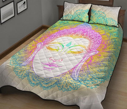 Colorful Buddha Mandala Print Quilt Bed Set