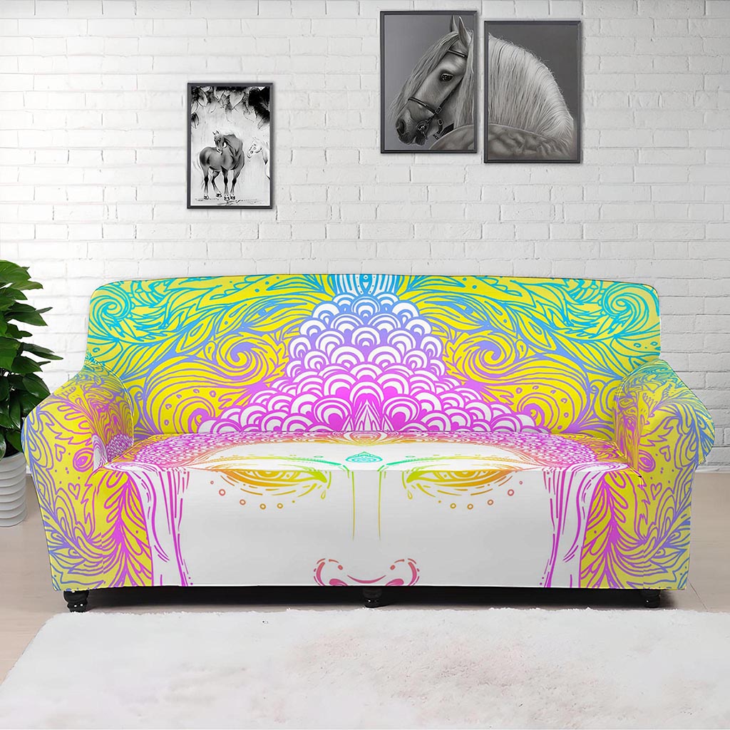 Colorful Buddha Mandala Print Sofa Cover
