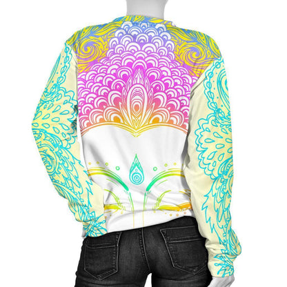 Colorful Buddha Mandala Print Women's Crewneck Sweatshirt GearFrost
