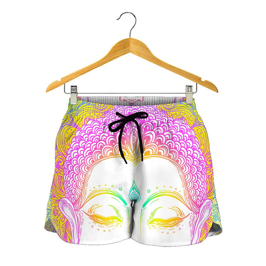 Colorful Buddha Mandala Print Women's Shorts