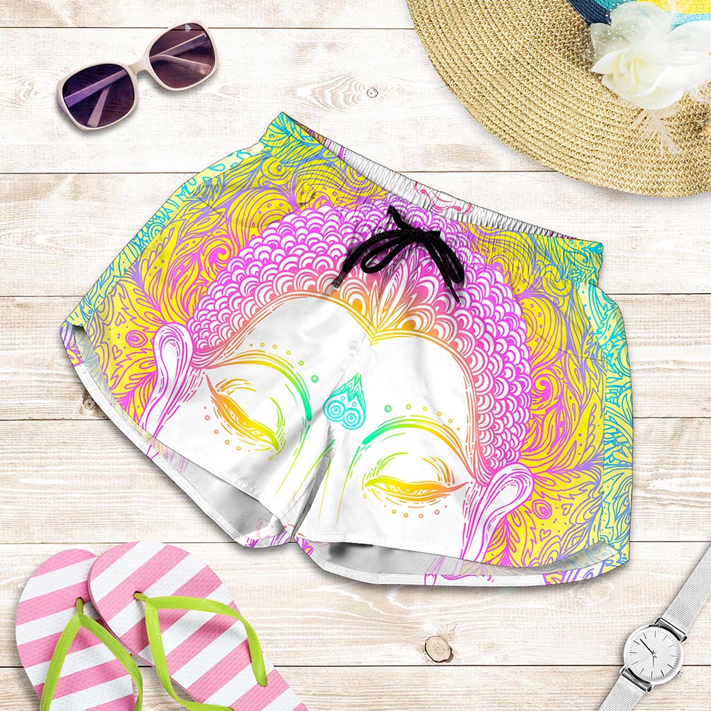 Colorful Buddha Mandala Print Women's Shorts