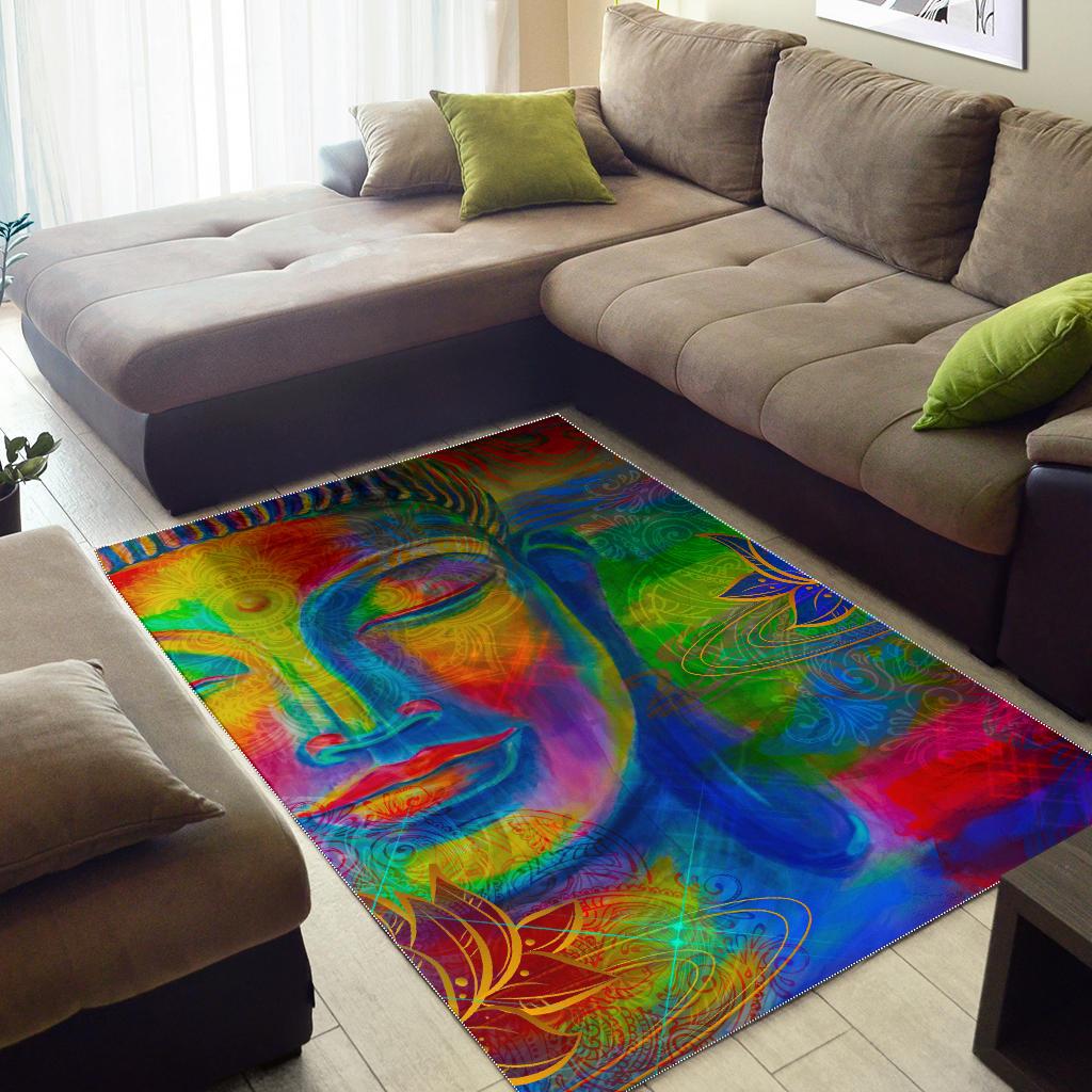 Colorful Buddha Print Area Rug GearFrost