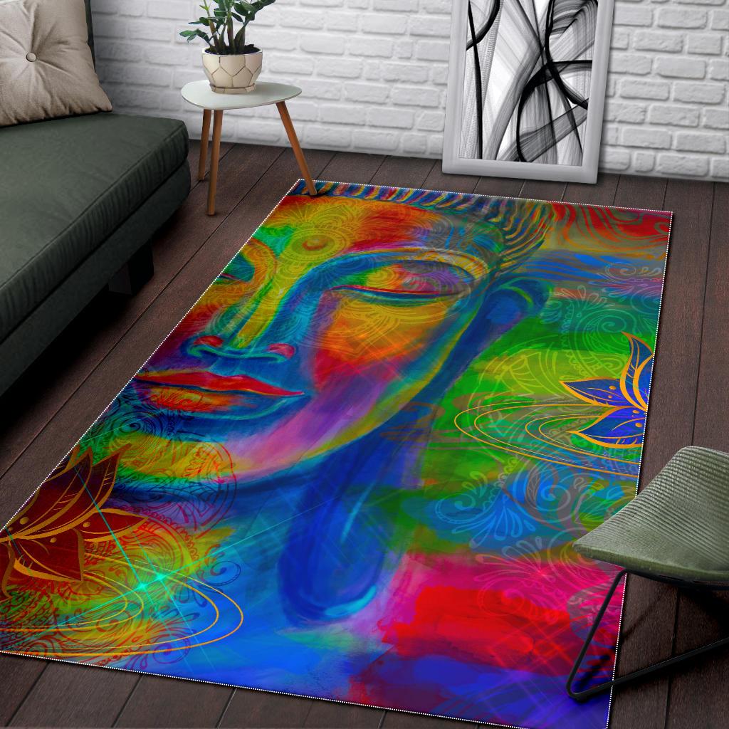 Colorful Buddha Print Area Rug GearFrost