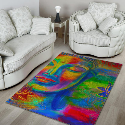 Colorful Buddha Print Area Rug GearFrost