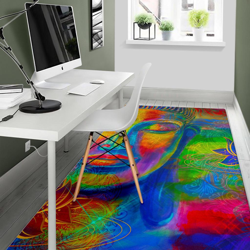 Colorful Buddha Print Area Rug GearFrost