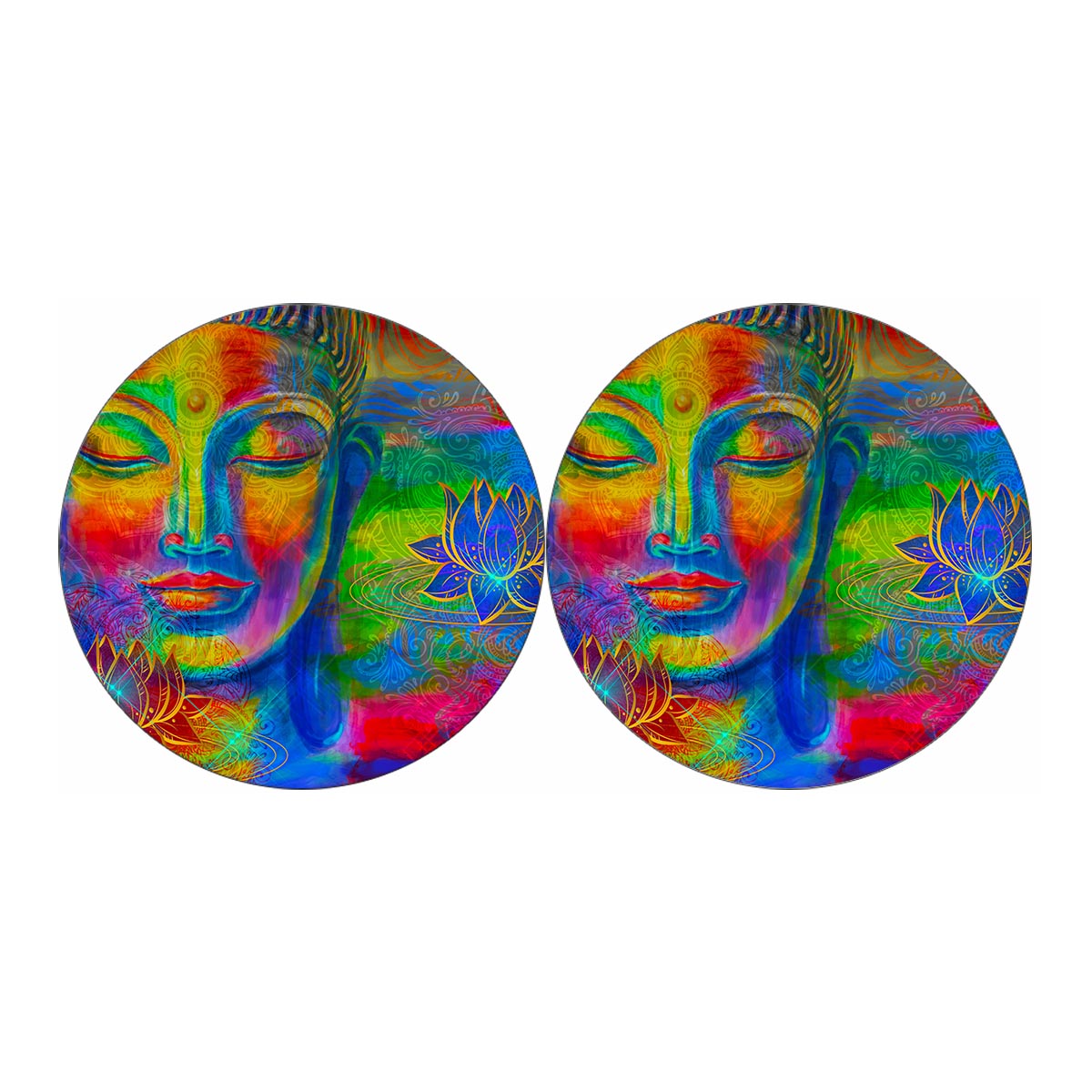 Colorful Buddha Print Car Coasters