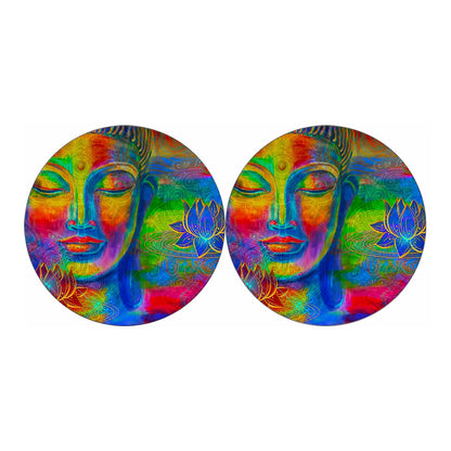 Colorful Buddha Print Car Coasters
