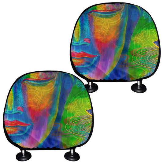 Colorful Buddha Print Car Headrest Covers