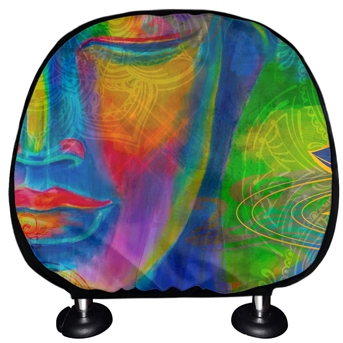 Colorful Buddha Print Car Headrest Covers