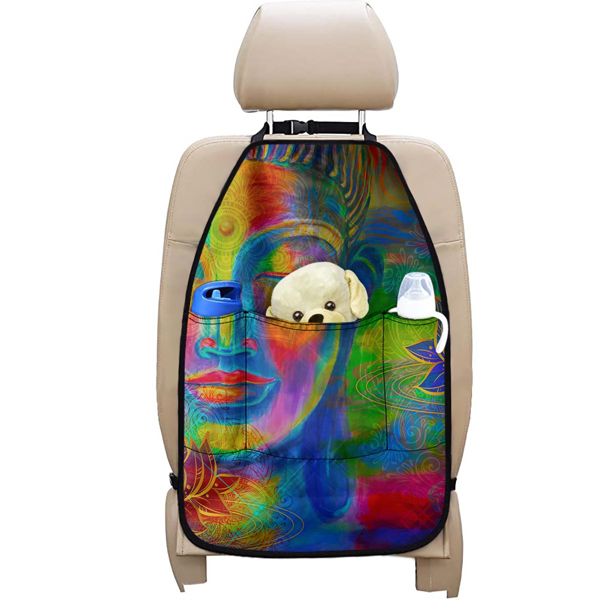 Colorful Buddha Print Car Seat Organizers