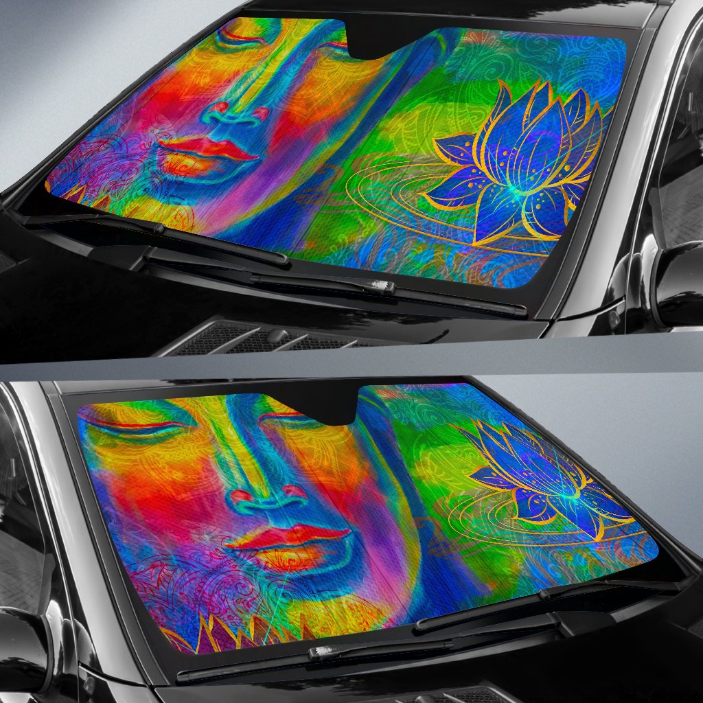 Colorful Buddha Print Car Sun Shade GearFrost
