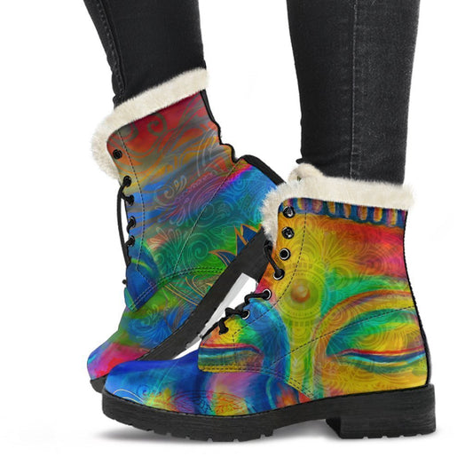 Colorful Buddha Print Comfy Boots GearFrost