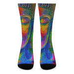Colorful Buddha Print Crew Socks