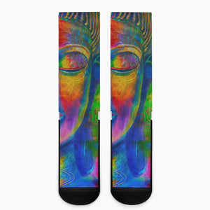 Colorful Buddha Print Crew Socks