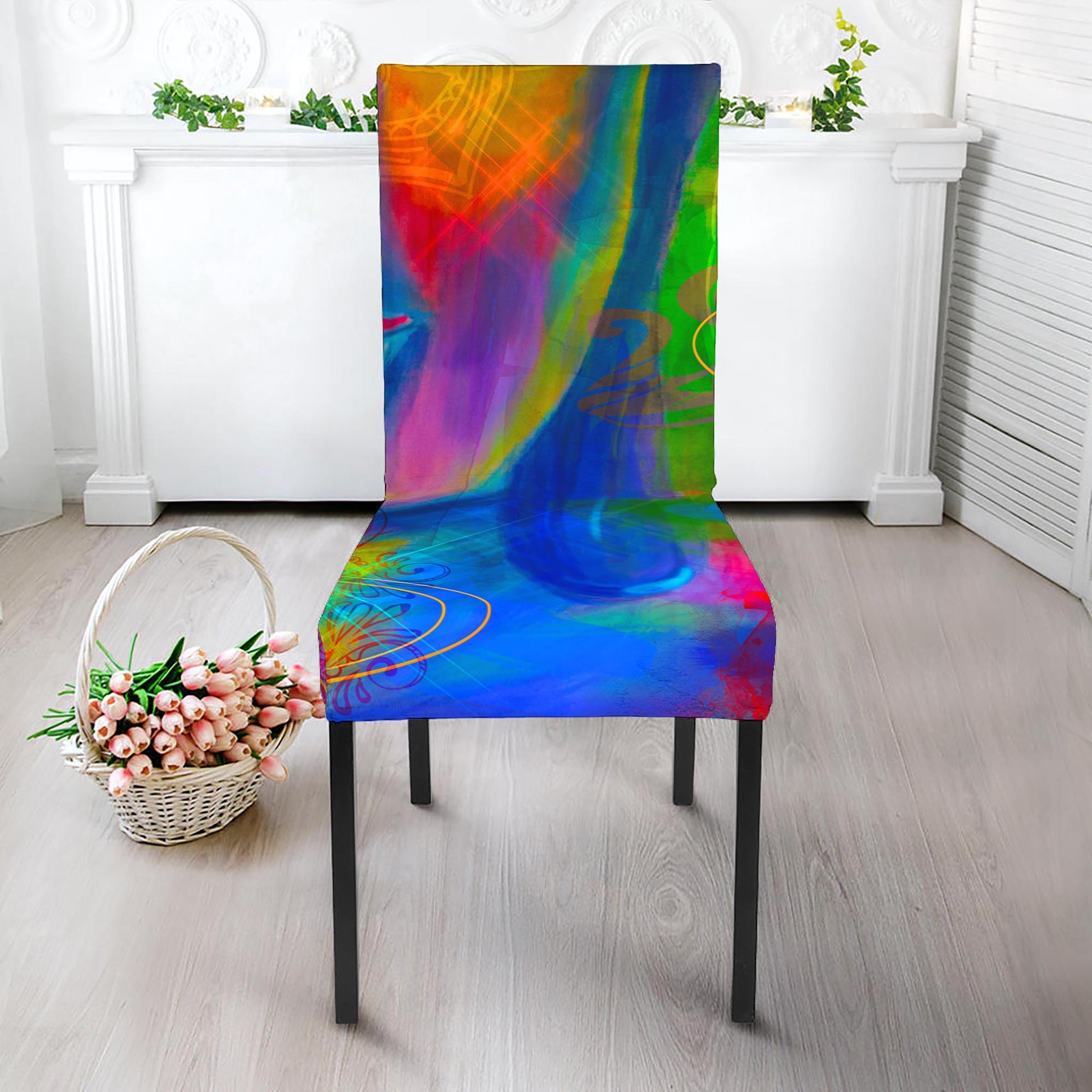 Colorful Buddha Print Dining Chair Slipcover