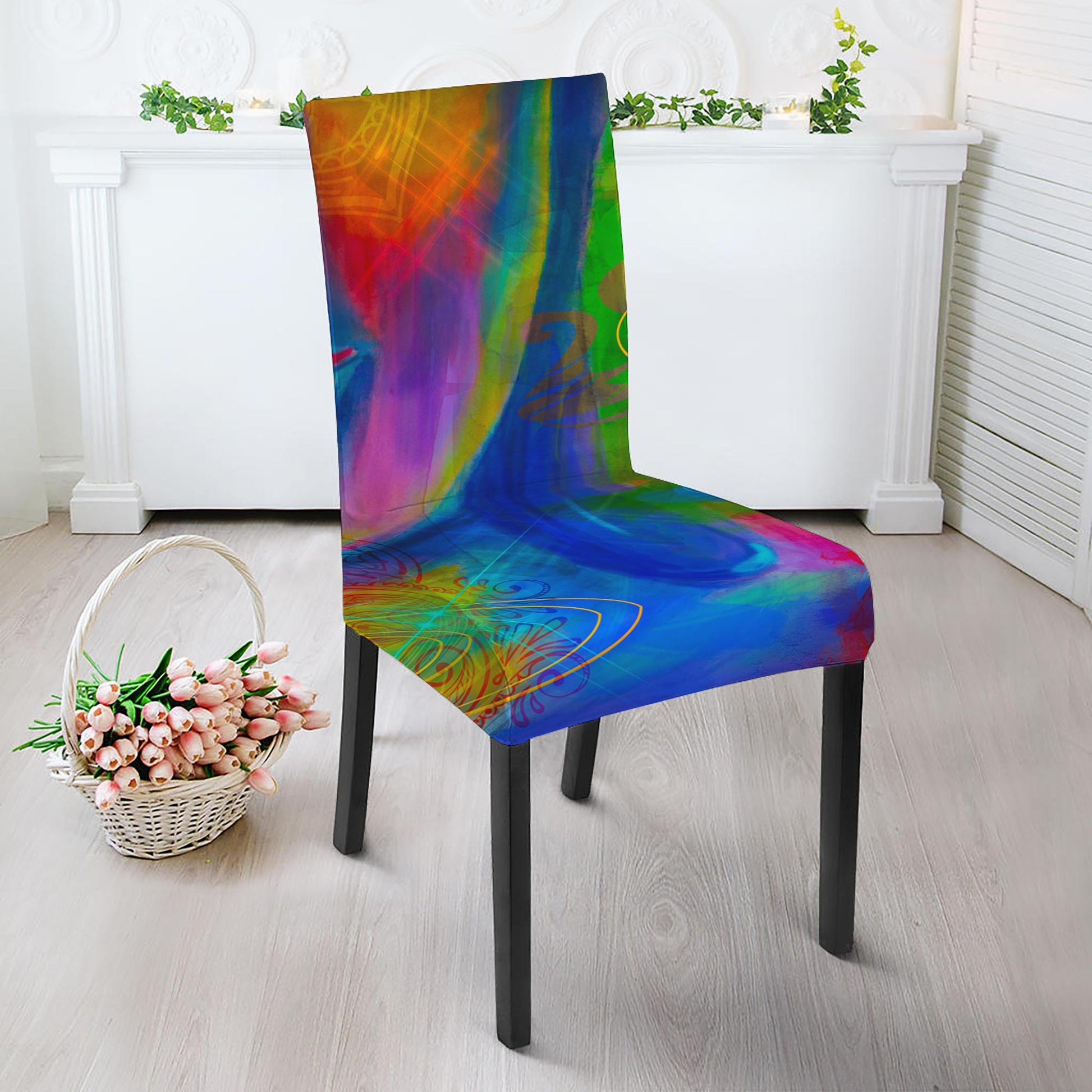 Colorful Buddha Print Dining Chair Slipcover