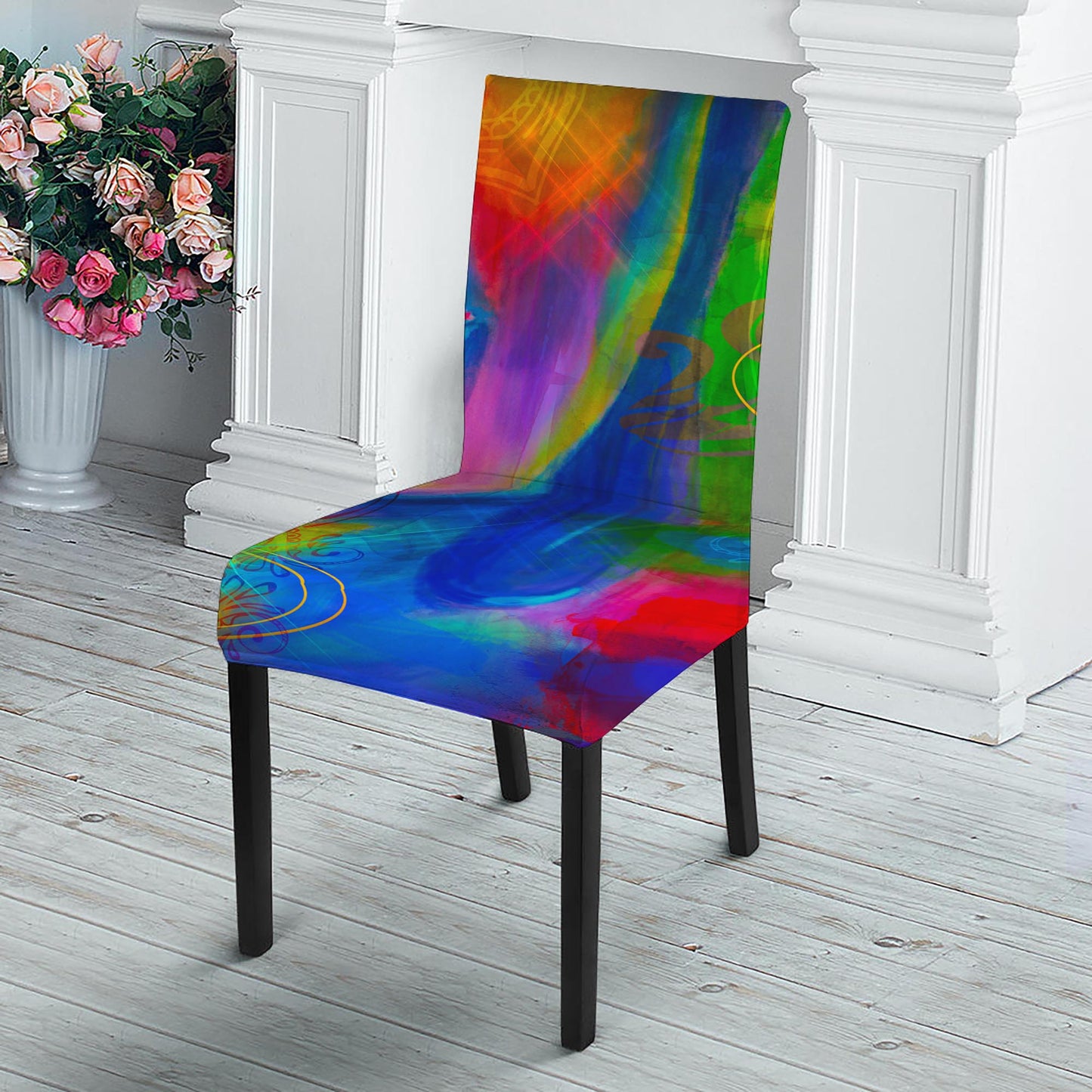 Colorful Buddha Print Dining Chair Slipcover