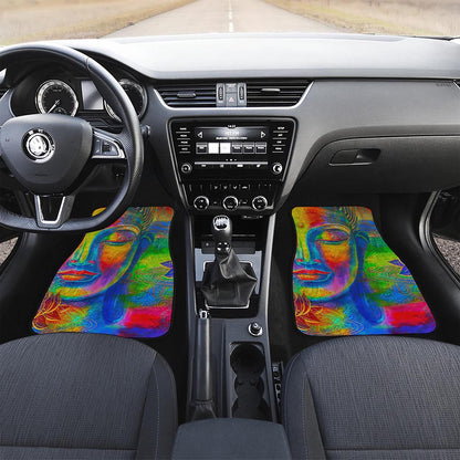 Colorful Buddha Print Front and Back Car Floor Mats