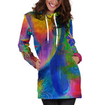 Colorful Buddha Print Hoodie Dress GearFrost