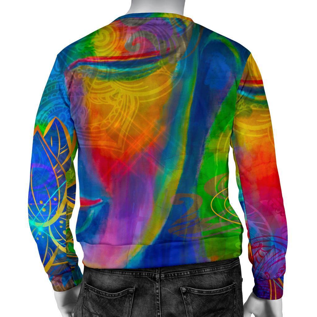 Colorful Buddha Print Men's Crewneck Sweatshirt GearFrost