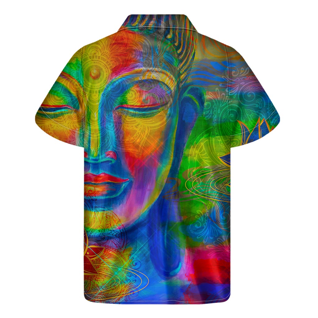 Colorful Buddha Print Men's Short Sleeve Shirt