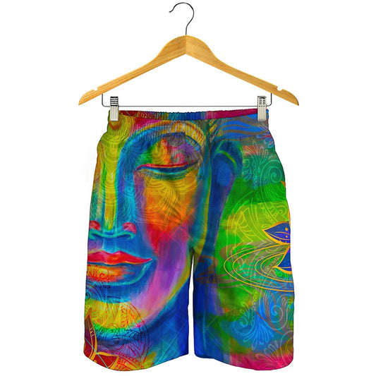 Colorful Buddha Print Men's Shorts