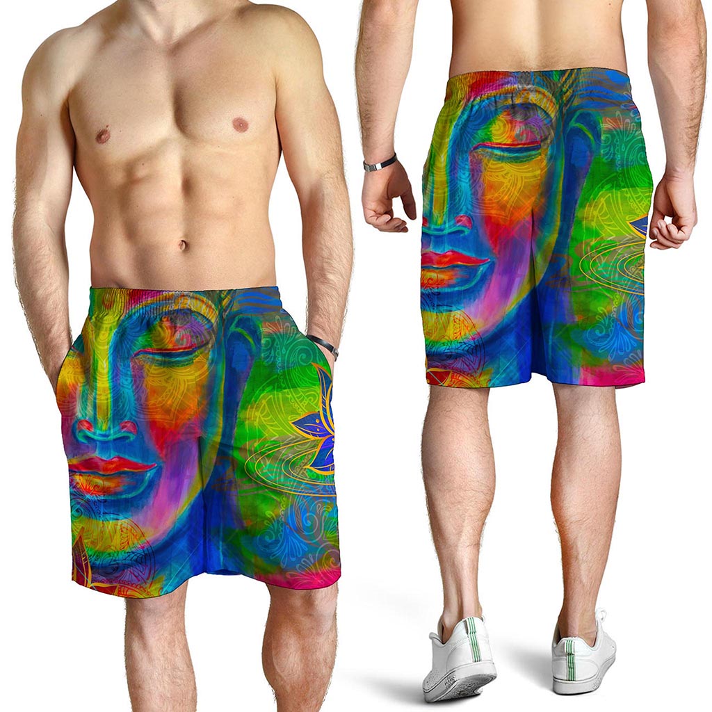 Colorful Buddha Print Men's Shorts