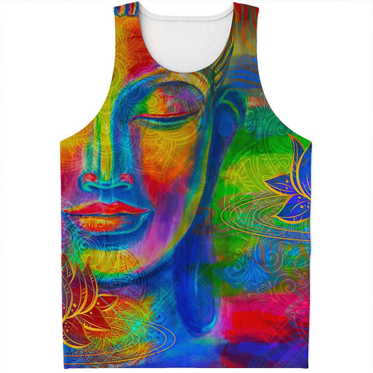 Colorful Buddha Print Men's Tank Top