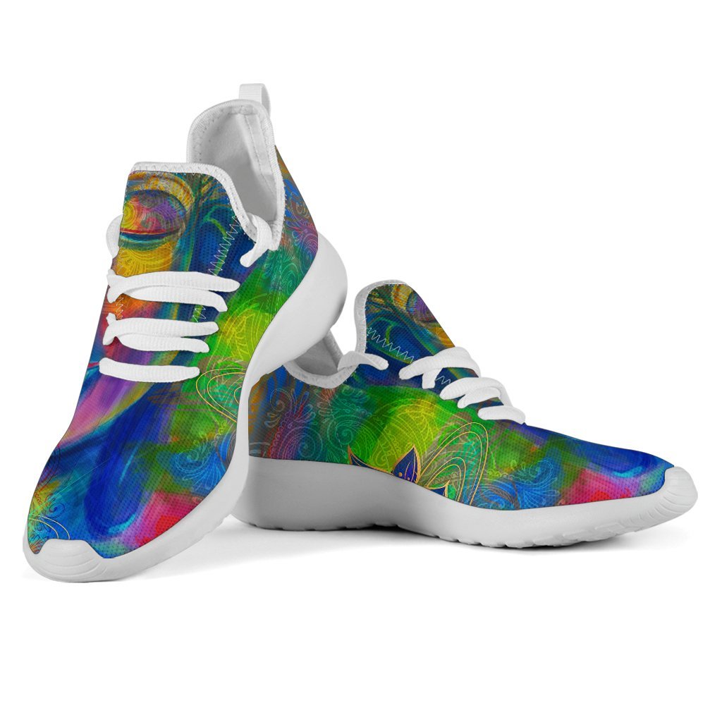 Colorful Buddha Print Mesh Knit Shoes GearFrost