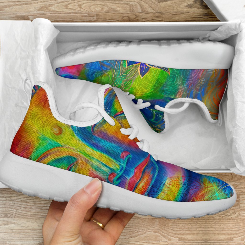 Colorful Buddha Print Mesh Knit Shoes GearFrost