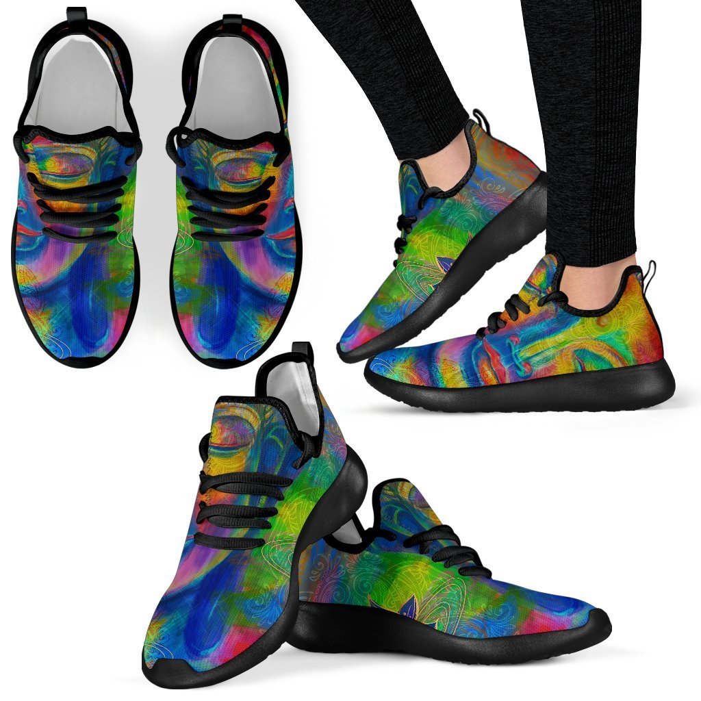 Colorful Buddha Print Mesh Knit Shoes GearFrost