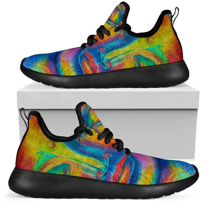 Colorful Buddha Print Mesh Knit Shoes GearFrost