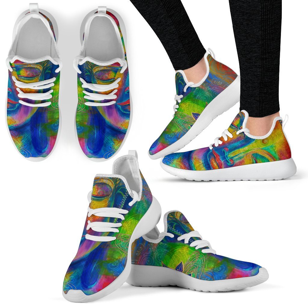 Colorful Buddha Print Mesh Knit Shoes GearFrost