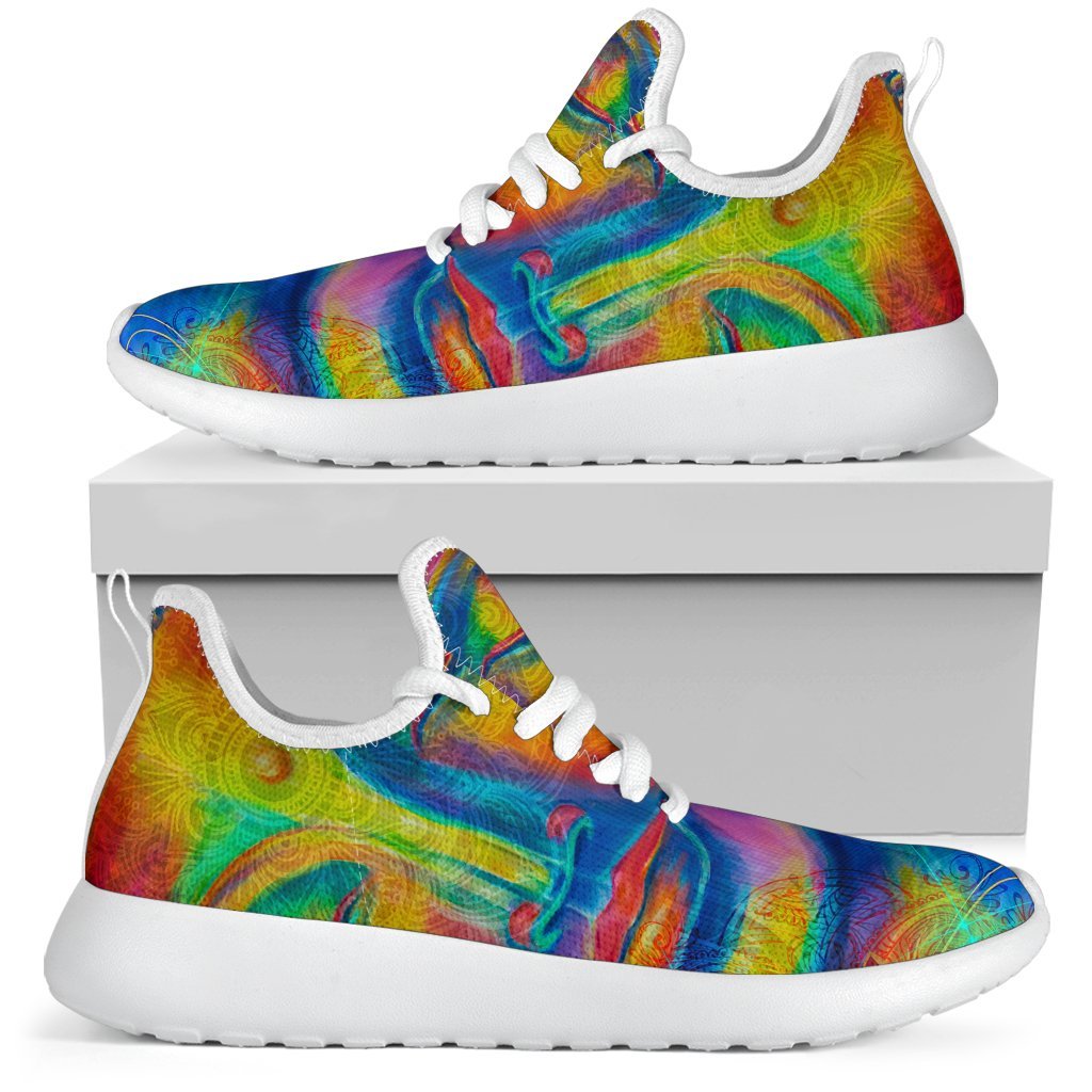 Colorful Buddha Print Mesh Knit Shoes GearFrost